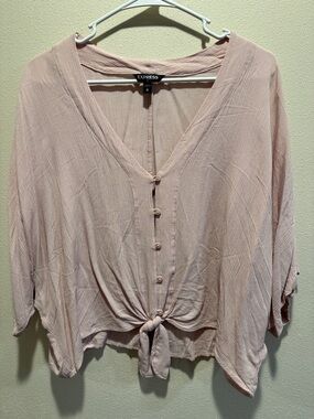 Express Women's Oversize Blush Tie-Front Blouse